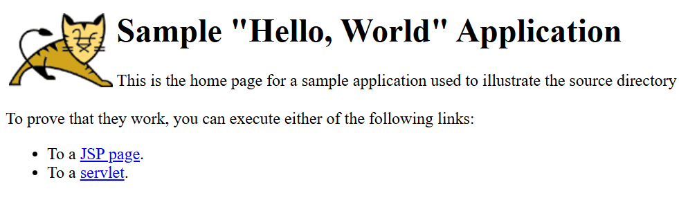 This is how browser should look like when Tomcat and sample application is running